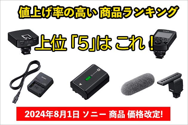 8月1日 ソニー価格改定 値上げ率の高いカメラアクセサリー 上位５はこれ