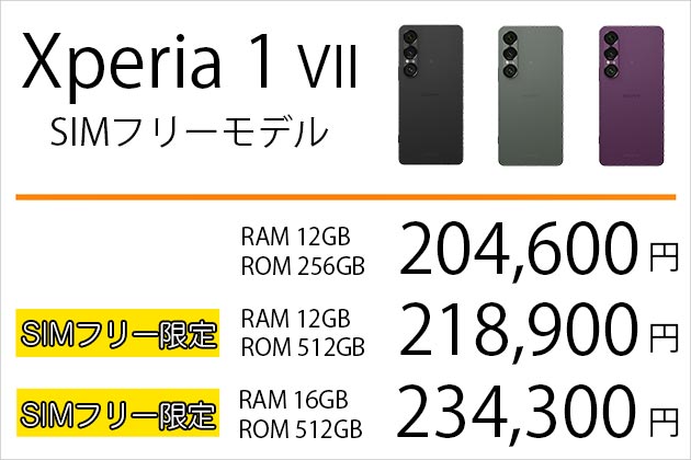 Xperia 1 VII SIMフリーモデル 販売価格が発表！発売日は6月5日