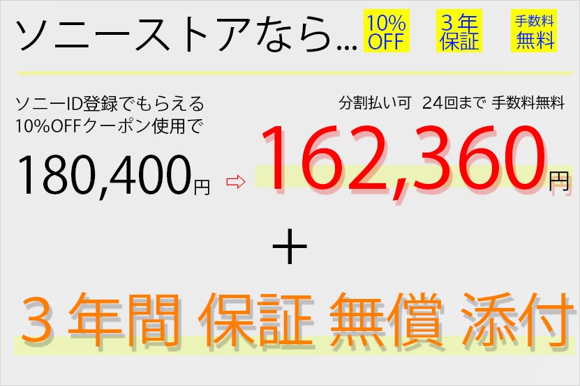 レンズの購入はクーポンGETによる値引きと保証内容でソニーの直販サイトもおすすめです。