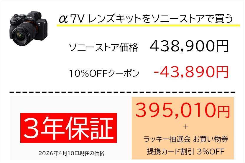 α7 V レンズキットをソニーストアで買う 割引などについての画像