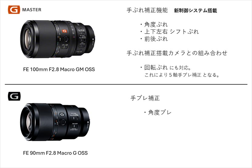 GMマクロ と Gマクロ 手ぶれ補正機能比較 画像