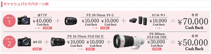 αとレンズ 同時購入でキャッシュバックプラス