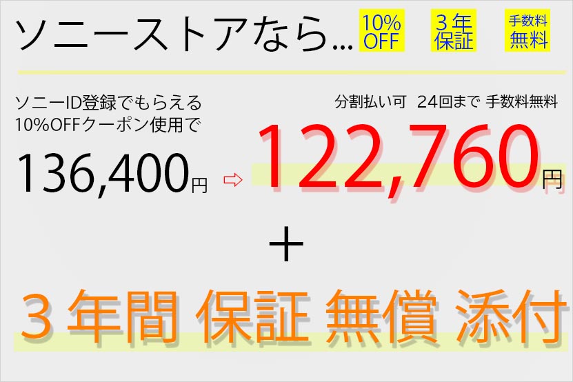 レンズの購入はクーポンGETによる値引きと保証内容でソニーの直販サイトもおすすめです。