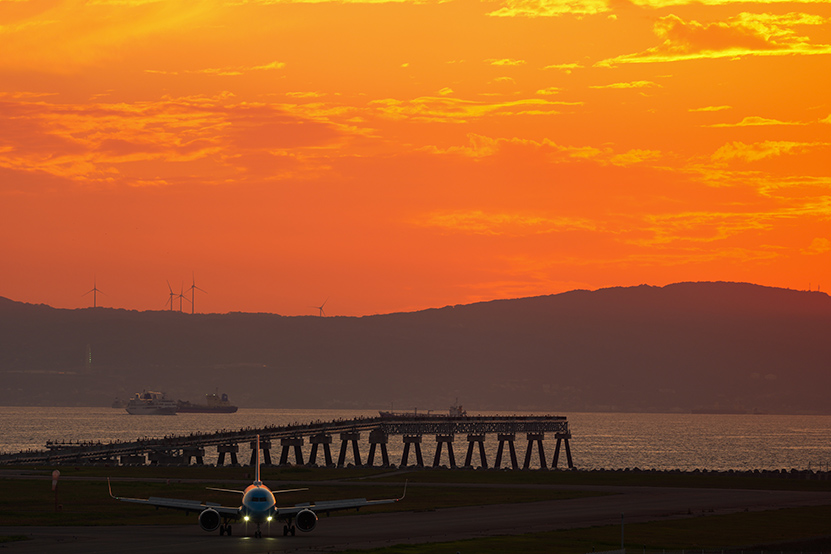 作例 風景(ゆうやけと飛行機)