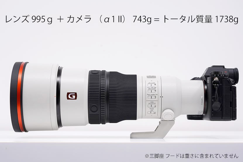 カメラと組み合わせたシステム重量の画像