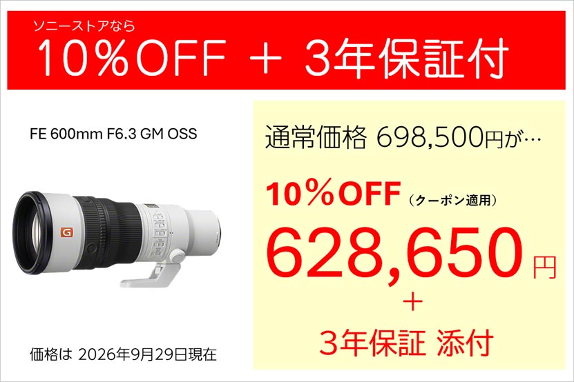 FE 600mm F6.3 GM OSS ソニーストアの価格