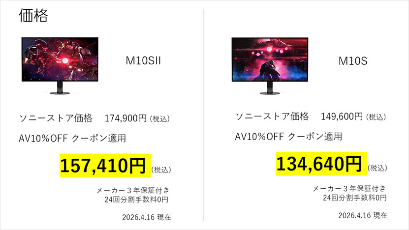 ソニーストアでの価格差は？画像