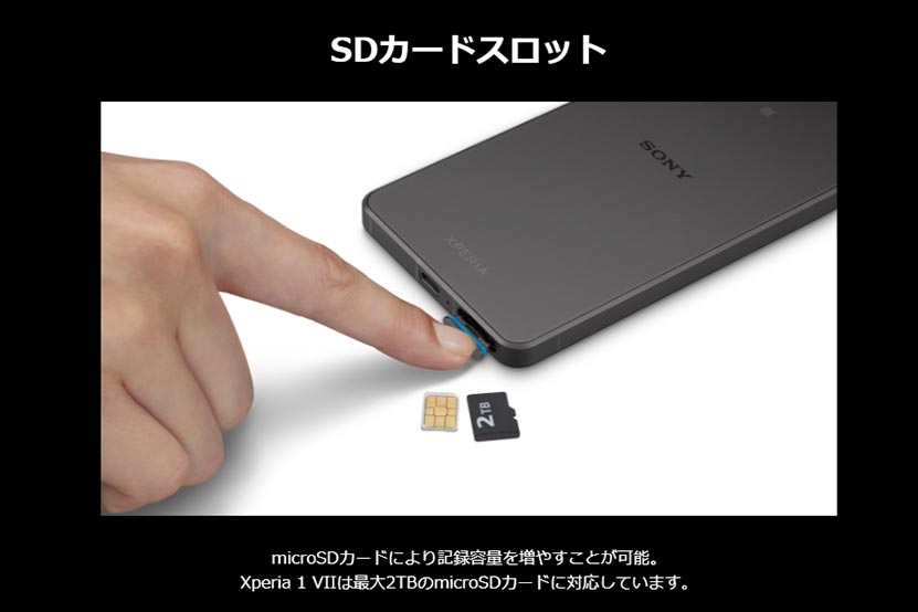 外部ストレージとして最大2TBのmicroSDカードの利用も可能